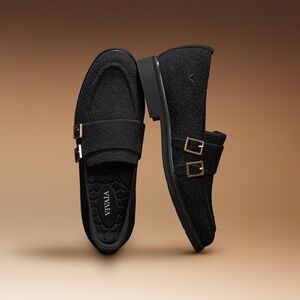 VIVAIA Round-Toe Velvet Penny Loafers (Luciana) in Black, Women's EU 39 (US 8)